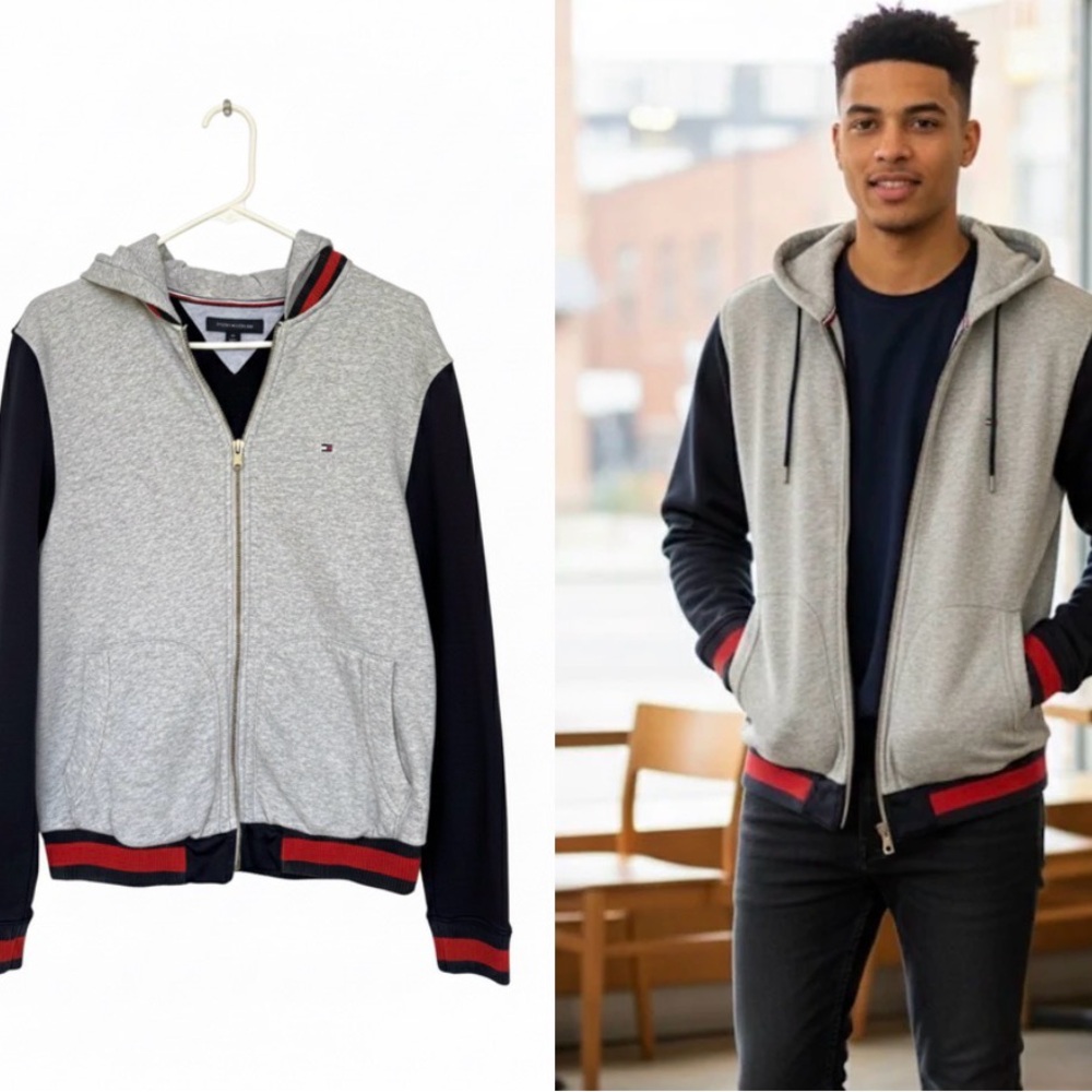 Tommy Hilfiger Colorblock Zip-Up Hoodie | Men’s Medium
